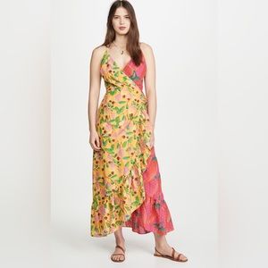 NWOT Farm Rio Garden Mix Wrap Ruffle Hem Colorful Dress Size S